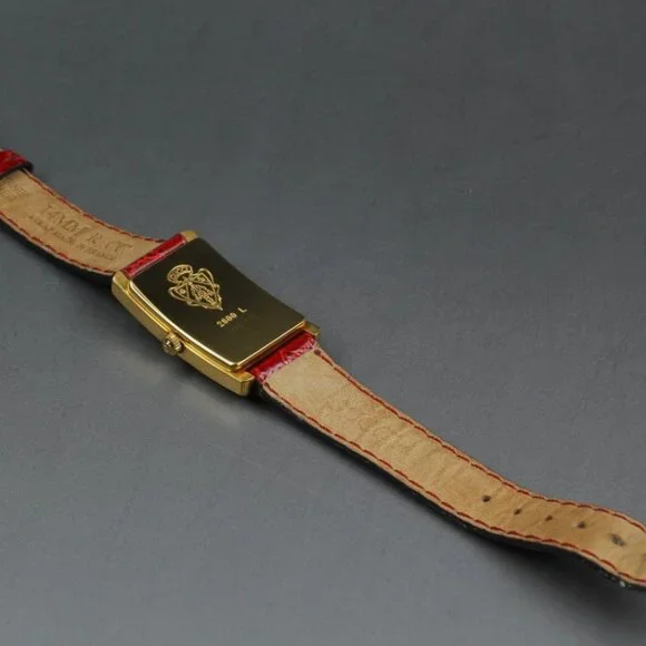 GUCCI 2600L Red Dial Gold Plated Quartz Ladies Watch From